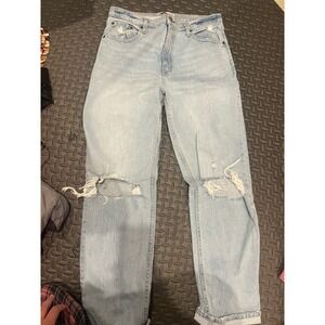 Abercrombie & Fitch The 90s Straight Ultra High Rise Distress Jeans Light 31/12